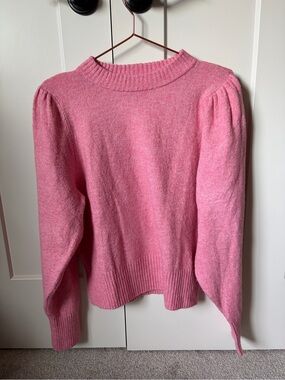 H&M Pink Puff-Sleeve Turtleneck-Style Sweater
